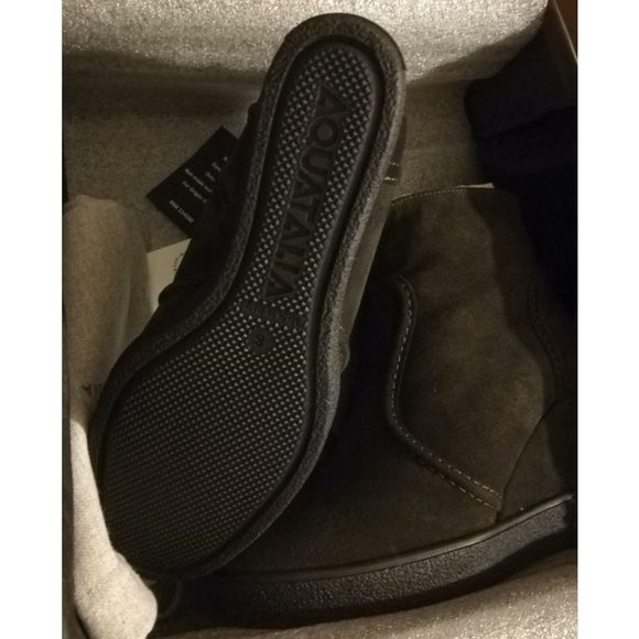 NIB Aquatalia 7.5/8 Shearling Fur Lined Grey Suede Camellia Wedge Ankle Boots - Picture 9 of 10